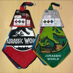 ジュラシックワールド ループ付きタオル 3枚組み ネーム付き 制菌加工 2セット