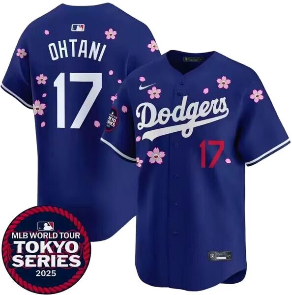 村上隆 MLB TM/KK コラボ 東京シリーズ 開幕戦 ドジャース Tシャツ メンズ ブルー 青
