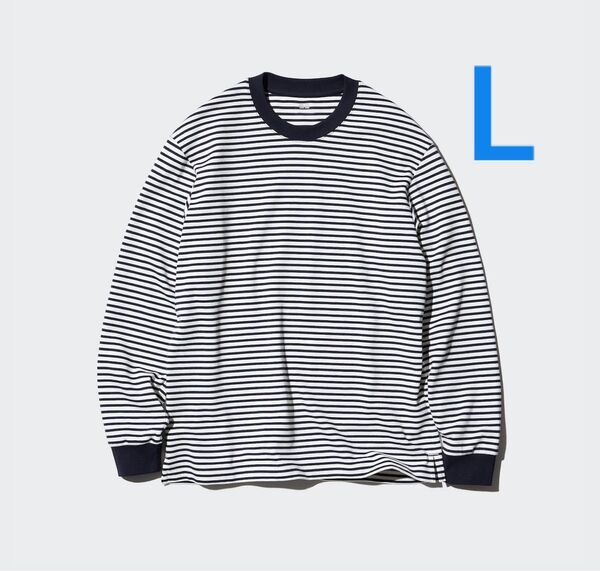 【タグ付き新品】 ユニクロ エアリズムコットン ボーダー Tシャツ ホワイト L