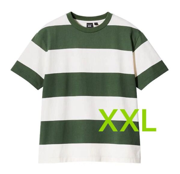 UNIQLO × Marimekko グラフィックTシャツ XXL オリーブ ボーダー 綿100%