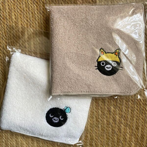 Suicaのペンギン 刺繍ハンドタオル ねこ 蝶々 2枚セット 今治タオル 日本製