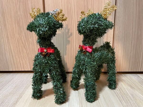 クリスマス トナカイ 飾り 置き物 2体セット