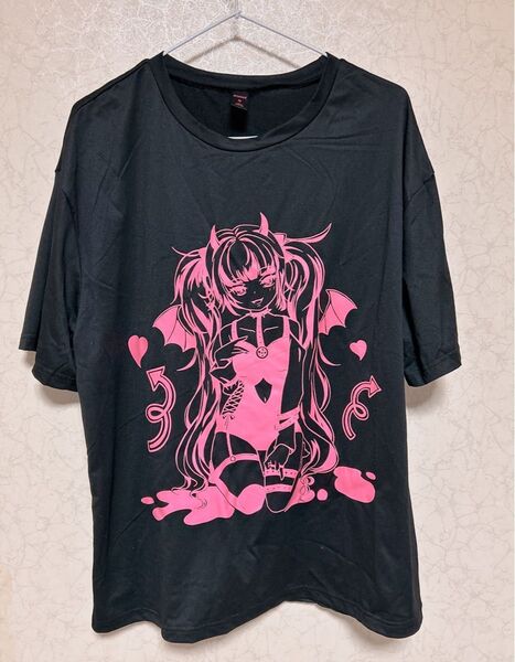 ROMWE Tシャツ ブラック アニメ 悪魔 女の子 ガール大きめ ロムウェ サブカル 地雷 V系 SHEIN 黒