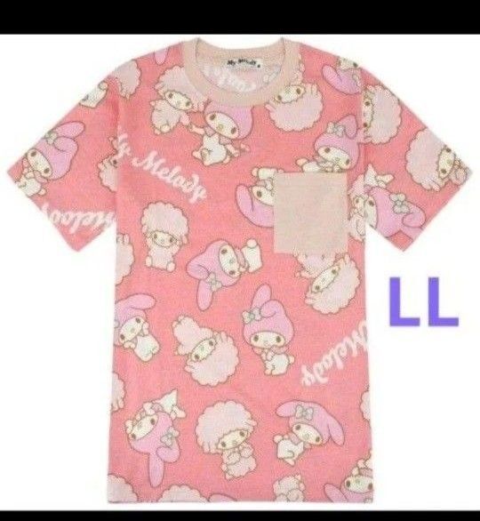 サンリオ マイメロディ マイスウィートピアノ 総柄 半袖 Tシャツ レディース LL Tシャツ 半袖Tシャツ
