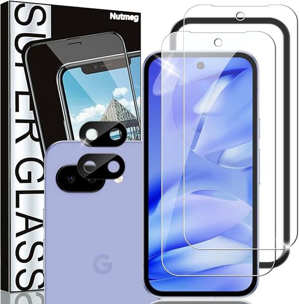 Google Pixel 9a ガラスフィルム 2枚 + Google Pixel 9a カメラフィ