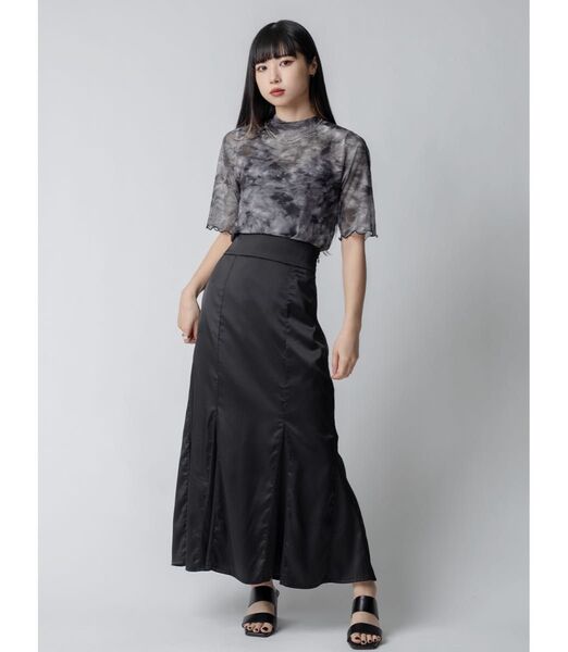 Adoon plain サテンマーメイドスカート 黒