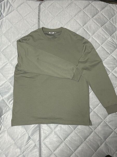 ユニクロU エアリズムコットンクルーネックTシャツ 長袖52グリーン(ミントグリーン風)XL・2025年未展開カラー・2024年版
