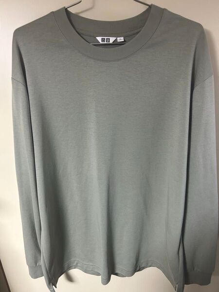 ユニクロU エアリズムコットンクルーネックTシャツ 長袖52グリーン(ミントグリーン風)XL・2025年未展開カラー・2024年版