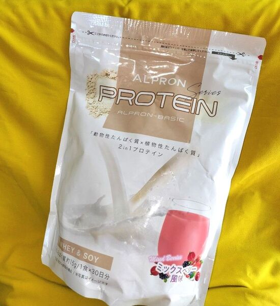 【750g】ALPRONWHEY&SOYアルプロンプロテイン2in1《ミックスベリー風味》賞味期限(2026・2)タンパク加工食品
