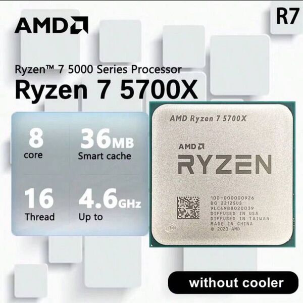 AMD Ryzen R7 5700X 7 5700X 3.4GHz 8コア16スレッド CPU7nmL3=32MB AM4 新品