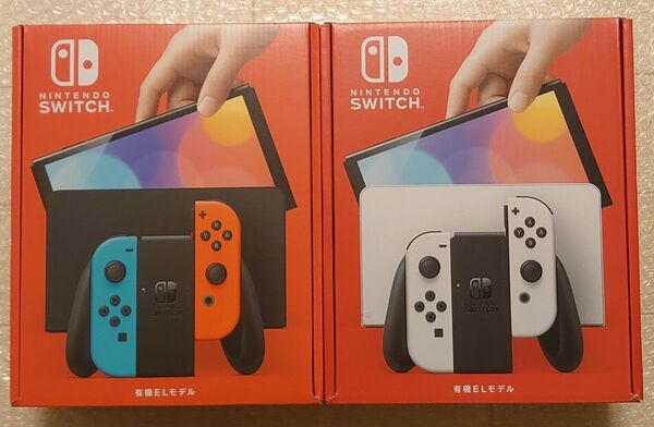 2台セット 店舗印無し 新品 未開封 任天堂スイッチ switch 本体 有機el ネオンブルー ネオンレッド & ホワイト