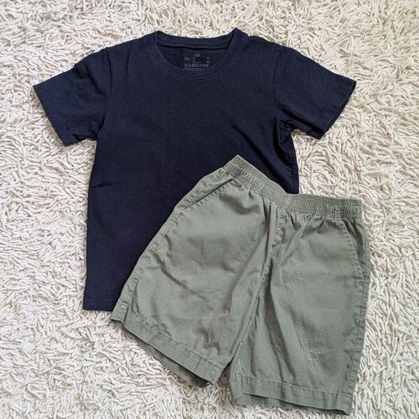ハーフパンツ Tシャツ セット 120 GU 無印 カーキ ネイビー 半袖