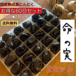国産熟成黒にんにく 命の実 お得な60日30日×2セット 黒にんにく