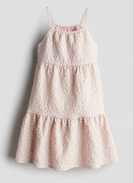 ※未使用品【H&M】ジャカードティアードワンピース 105size ピンク 子供服 キャミソールワンピ【エイチアンドエム】