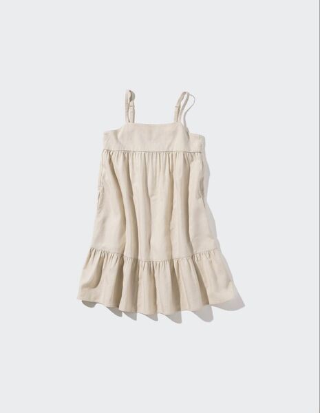※未使用品【UNIQLO】リネンブレンドキャミソールワンピース 100cm ナチュラル【ユニクロ】子供服 キャミワンピ
