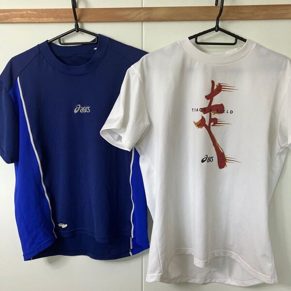asics アシックス TRACK & FIELD ロゴTシャツ ホワイト、ブルー2枚L