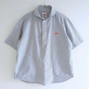 【DANTON】プルオーバー オックスフォード 丸襟シャツ 半袖 紺 38サイズ