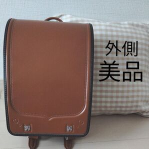 外側美品!刺繍ありかわいくておしゃれなランドセル ブラウン