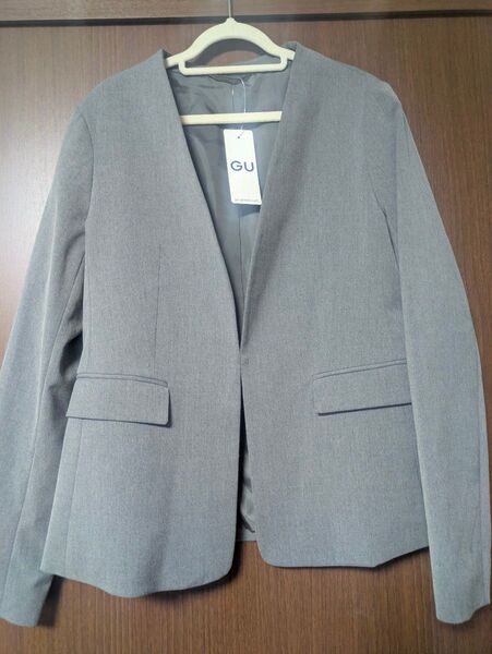 新品【GU】ウォッシャブルノーカラージャケット グレー Mサイズ