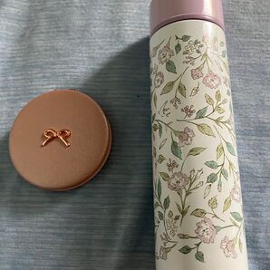 アフタヌーンティー 花柄 ステンレスボトル 0.14L と 手鏡 共に新品