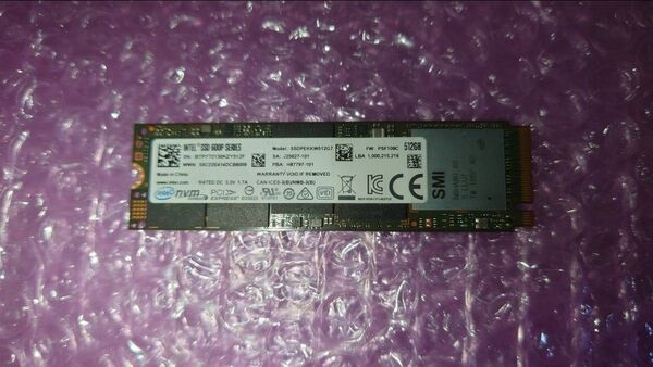 M.2 Nvme SSD 512GB NAND TLC規格 SSDPEKKW512G7 動作確認済み
