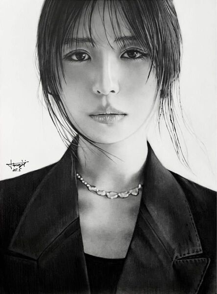 No.46 女性 鉛筆画 手書きイラスト A4サイズ