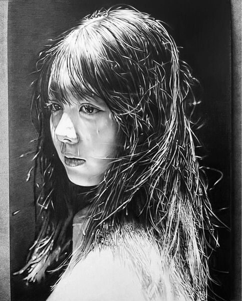 No.50 女性 鉛筆画 手書きイラスト A4サイズ