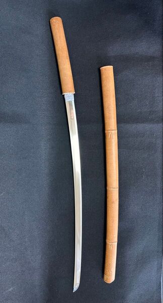 白鞘模造刀 打刀 竹模様彫り白鞘 鞘付長さ約101cm 25E4