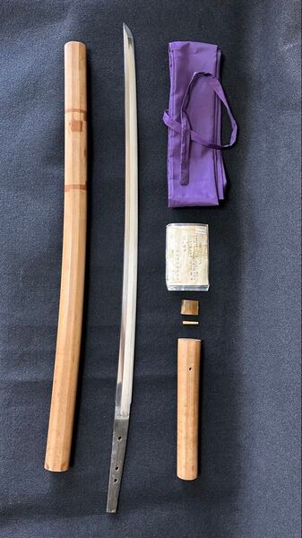 古美術 日本刀 登録証有り 真剣 二尺二寸一分 試し斬り 試斬 抜刀 居合 骨董 時代武具 2515 無銘 日本刀 刀 白鞘