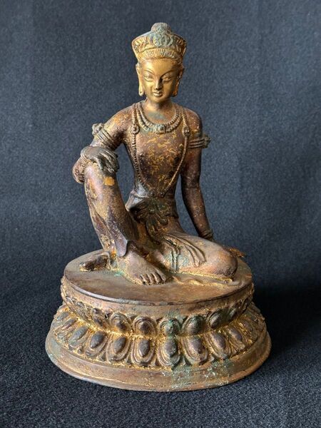 仏教美術 チベット仏教 銅仏像 菩薩像 古美術品 高さ25.5cm 重さ3kg