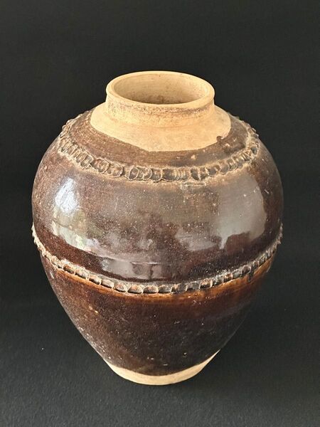 中国美術 黒釉飴釉古壺 高さ約30cm 花器 古玩 唐物 中国 古美術 骨董品