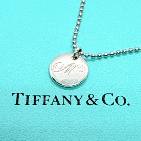 ティファニー Tiffany&Co.イニシャル M m ラウンド プレート ネックレス サークル レター SV925