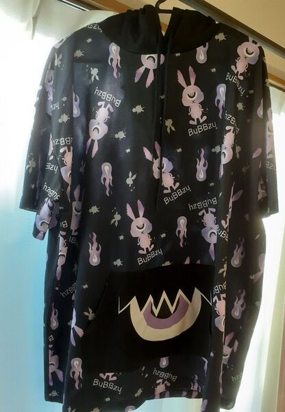 パーカー トップス レディース かわいい おしゃれ BuBBzu LARGE 悪魔 デビル うさぎ 紫 黒 バブズ パープル