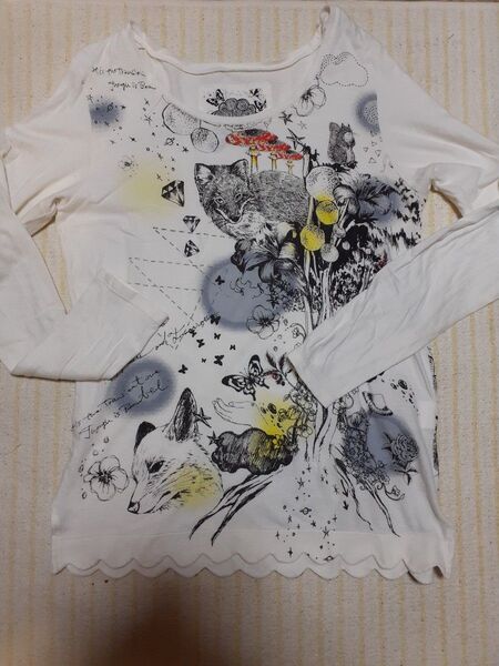 イズスカラー isScoLar レディース 長袖 Tシャツ かわいい おしゃれ レトロ 動物 アニマル キツネ リス カットソー