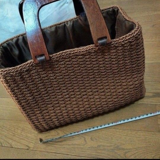 編み込み バッグ ブラウン 裏付き