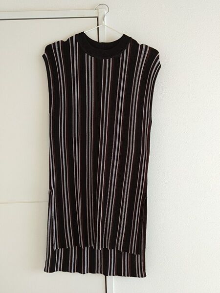 LOWRYS FARM ノースリーブ ワンピース チュニック トップス ストライプ マルチカラー