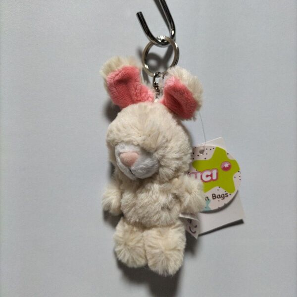新品NICI アンゴラウサギ ぬいぐるみキーホルダーバッグチャーム