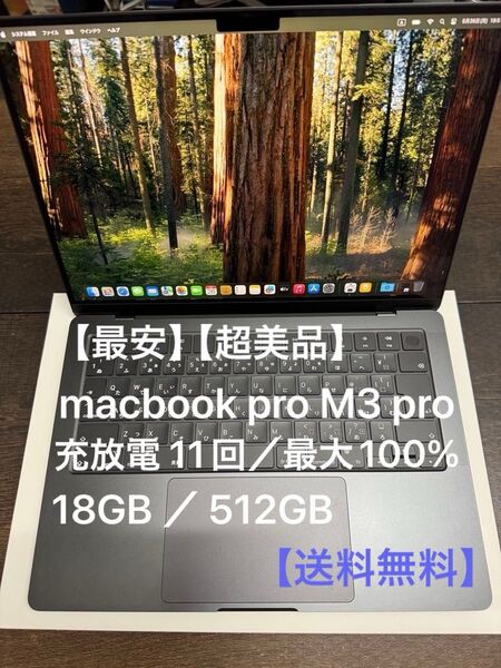 【最安★新品同様品】★MacBook Pro M3 Pro 14inch 18GB/512GB スペースブラック 黒 Apple