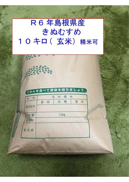 R6年島根県産 きぬむすめ 10kg 玄米 精米可