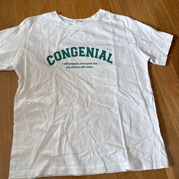 Tシャツ ロゴプリント ホワイト グリーン シンプル S