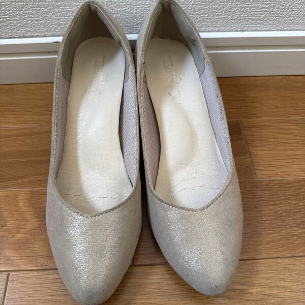 パンプス 24.5cm ゴールド ラメ イッカ