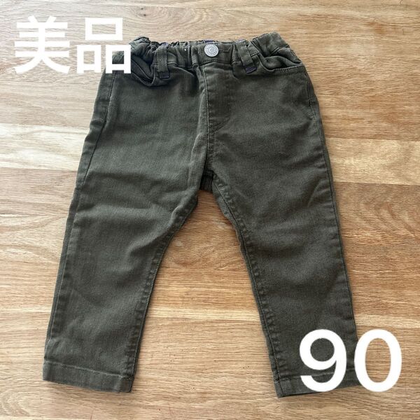 美品 ズボン かっこいい カーキ色 男の子 子供服 子ども服 幼稚園 保育園 サイズ90