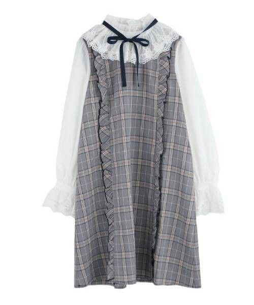 axes femme kawaii チェックフリルワンピース