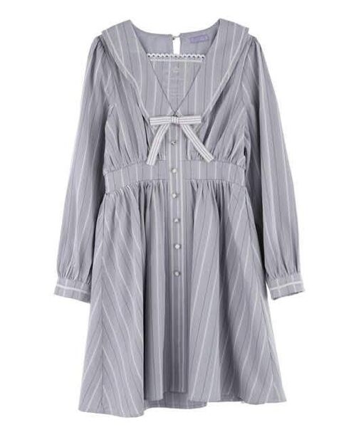 axes femme kawaii セーラーワンピース(グレー)