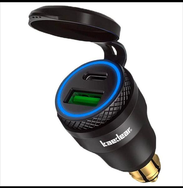 kaedear (カエディア) バイク usb 電源 防水 スマホ 充電 電圧 シガーソケット 2口 急速 QC3.0