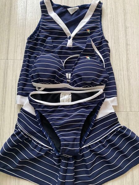 美品 セパレート水着 紺 ネイビーとホワイト 白 Sサイズ スコート ボーダー テニスウェア ユニフォーム