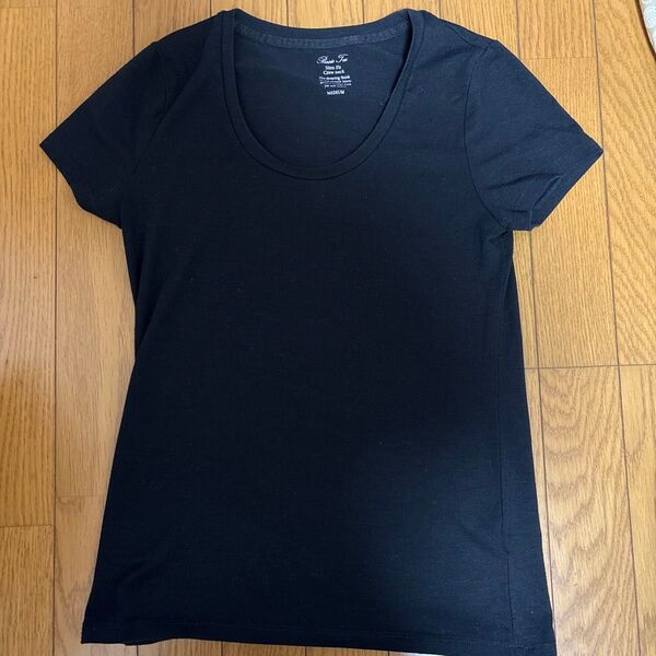 GU半袖Tシャツ レディースUネック黒 M