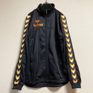 美品 hummel ヒュンメル メンズ ジャージ トラックジャケット S ハイネック 刺繍 マルハナバチ トレーニング 黒