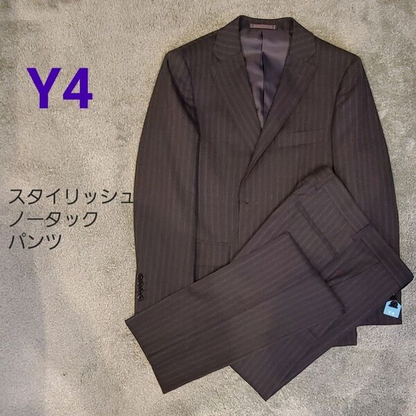 新品 未使用【Y4】S RESPECT グレー ストライプ スーツBLACK LABEL メンズ