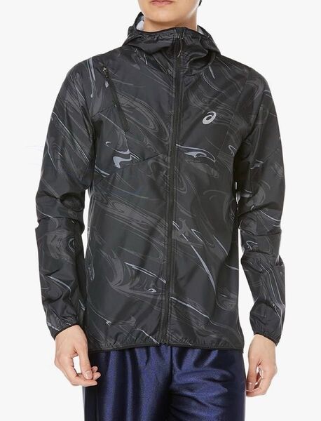 アシックス ランニングウェア ランニングハッ水グラフィックウーブンジャケット 2011C774 メンズ Mサイズ 美品